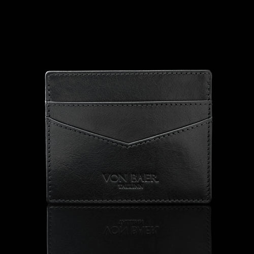 Minimalist Leather Card Holder Elegant Black