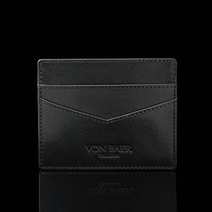 von baer minimalist luxury womens slim leather card holder black front view