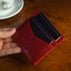 von baer minimalist superiore womens luxurious slim card holder red with plastic cards