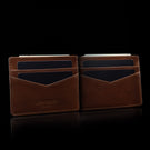 von baer minimalist womens slim leather card holder brown back and front views
