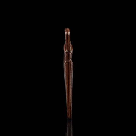 von baer minimalist womens slim leather card holder brown side view