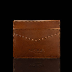 von baer minimalist womens slim leather card holder tan front view