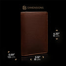 von baer minimalistic element leather card case wallet solid brown color front view dimensions