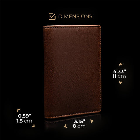 von baer minimalistic element leather card case wallet solid brown color front view dimensions