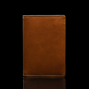 von baer minimalistic element leather card case wallet solid tan color front view