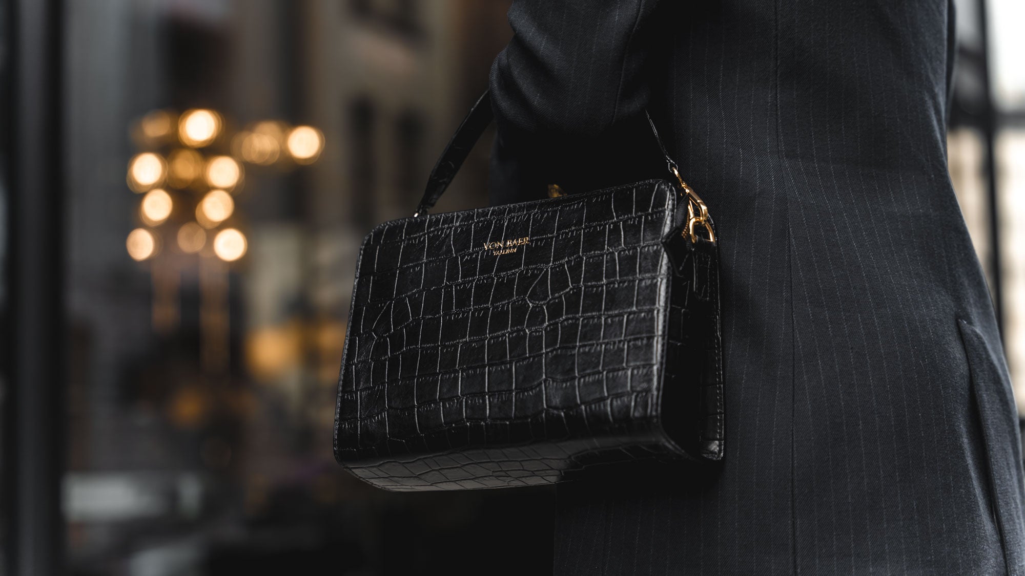 Von Baer Model1 small luxury leather purse in croco style lifestyle slider