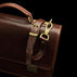 von baer no 2 premium leather messenger briefcase solid brown shoulder strap brass hardware close up