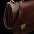 von baer no 2 premium leather messenger briefcase solid brown shoulder strap close up