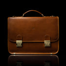 von baer no 2 premium leather messenger briefcase tan front view