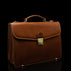 front side view of tan colored briefcase