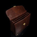 open briefcase showing the triple gusset design