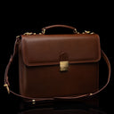 Von Baer No.3 men’s compact full-grain leather briefcase with shoulder strap for professional work and business use.