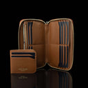 Von Baer origin luxury RFID leather purse 2-in-1 cardholder front view on a black background