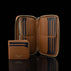 Von Baer origin luxury RFID leather purse 2-in-1 cardholder front view on a black background