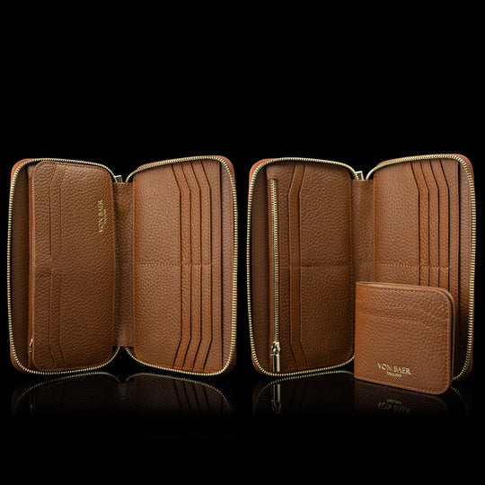 Von Baer origin luxury RFID leather purse large 2-in-1 with detachable cardholder and magnetic closure