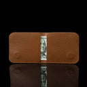 Von Baer origin luxury RFID leather purse detachable card holder back view with dollar notes