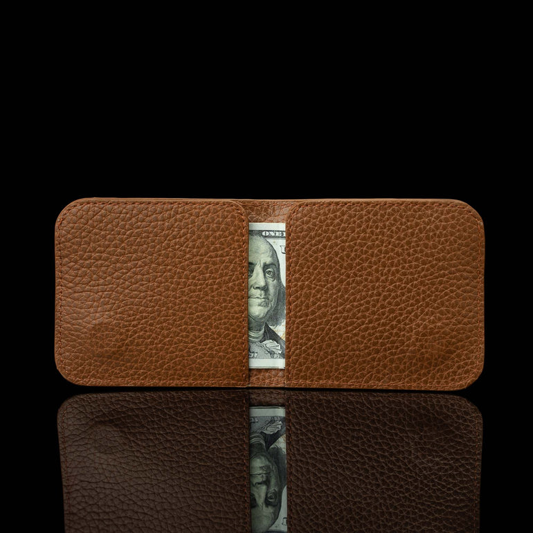 Von Baer origin luxury RFID leather purse detachable card holder back view with dollar notes