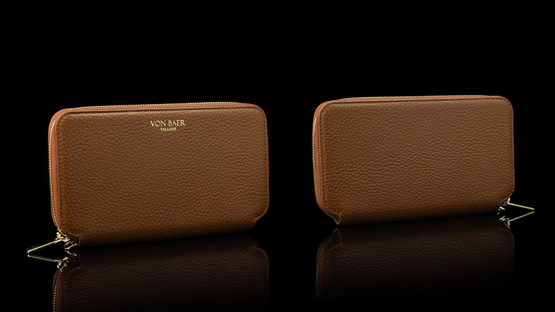 Von Baer origin luxury RFID leather purse large front and rear views side by side