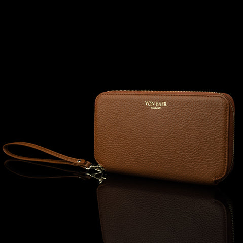 Von Baer origin luxury RFID leather purse large with wrist strap
