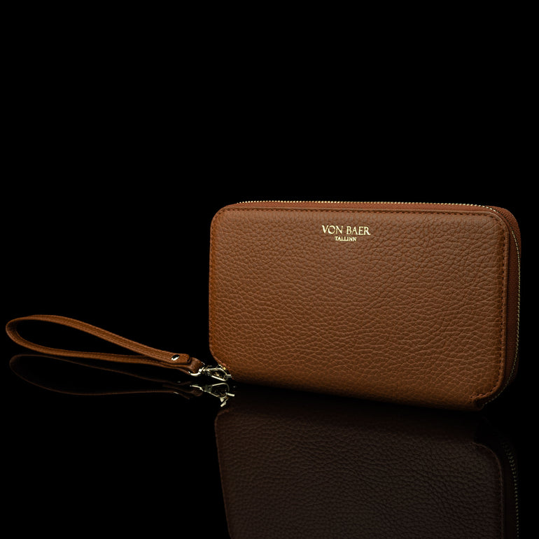 Von Baer origin luxury RFID leather purse large with wrist strap