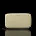 Von Baer origin luxury RFID leather purse large cream white front view on a black background