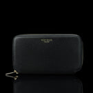 Luxury men’s leather wallet with RFID protection, large design shown from the front view