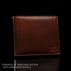 Von Baer personalizable leather money clip wallet in brown, featuring embossed initials example: JEC.