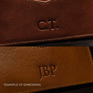 von baer personalized leather card holder embossed initials example perfect gift for him for her