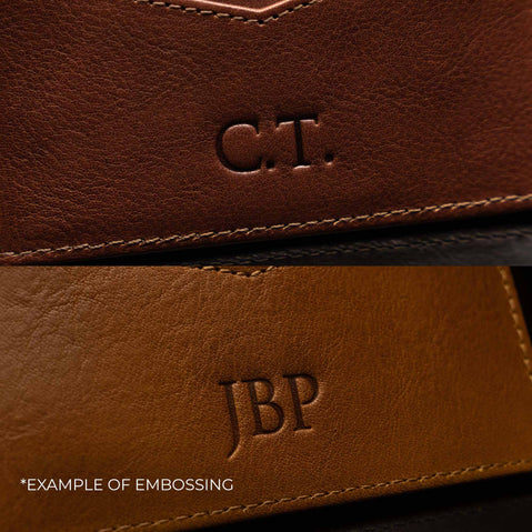 von baer personalized leather card holder embossed initials example perfect gift for him for her