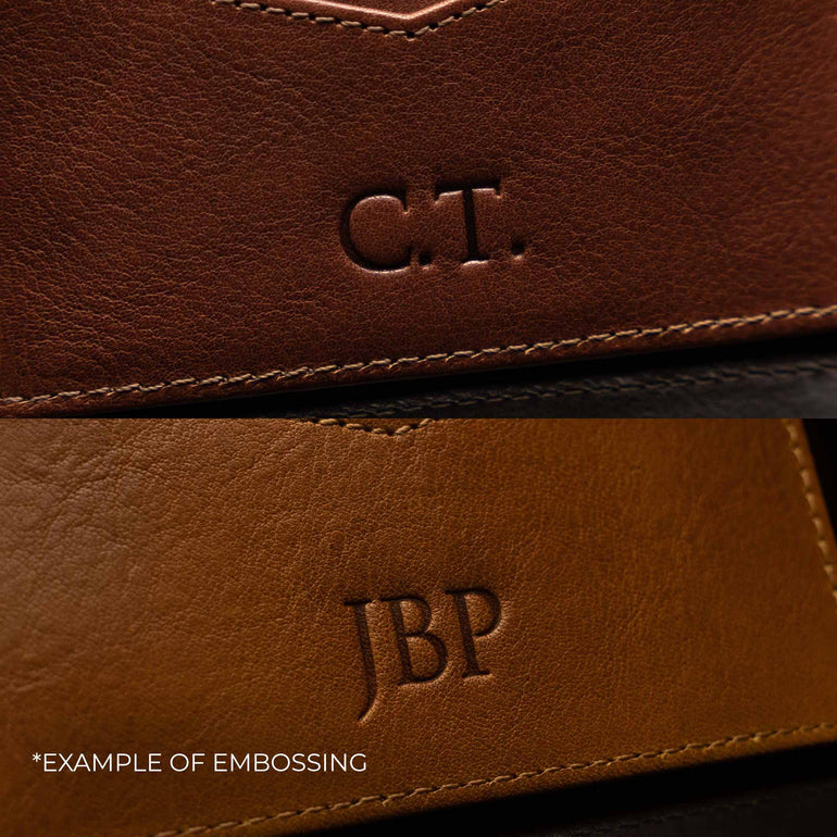 von baer personalized leather card holder embossed initials example perfect gift for him for her