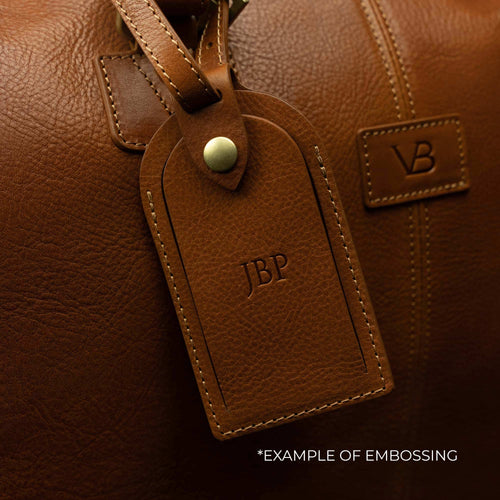 backpack label from leather Signature leather luggage tag