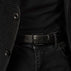 von baer premier luxury reversible premium leather belt for men black side on male model