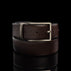 Von Baer Premier Men's Reversible 2-in-1 Leather Belt - Brown side with brushed graphite buckle.