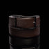 Von Baer Premier Men's Reversible 2-in-1 Leather Belt - Brown side with dark nickel buckle.