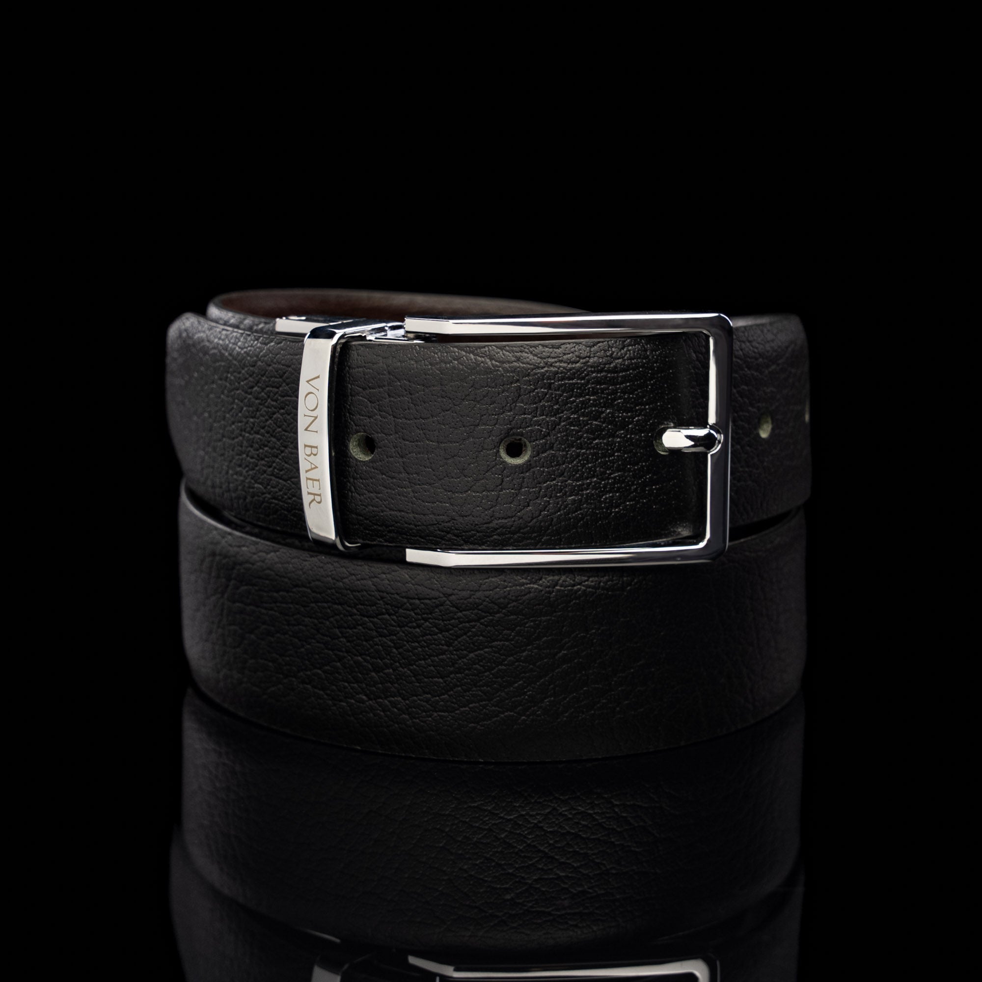 Mens Black Leather Belt - 1