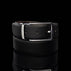 Von Baer Premier Premium Reversible 2-in-1 Leather Belt for Men - Black side with silver buckle.