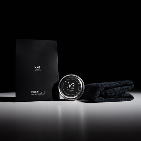 von baer premium leather cream natural balm gift package and black cloth