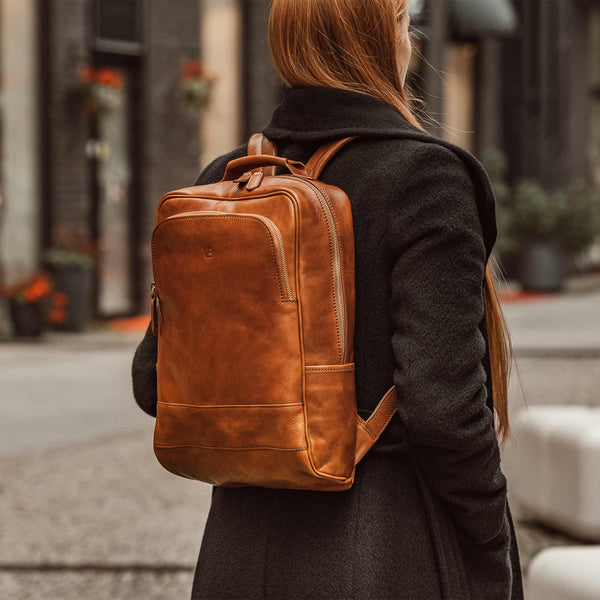 Women s Italian Leather Laptop Backpack Von Baer