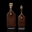 Von Baer Signature leather luggage tags big and small comparison side by side
