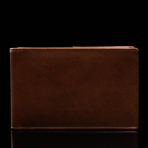 von baer slim leather passport holder travel rfid wallet brown front view