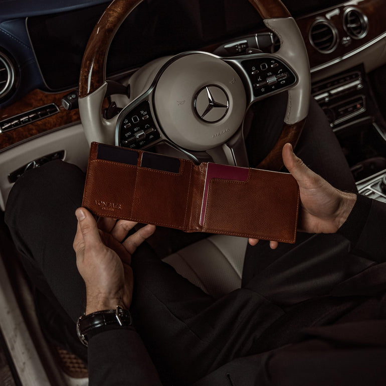 von baer slim leather passport holder travel rfid wallet brown in mercedes
