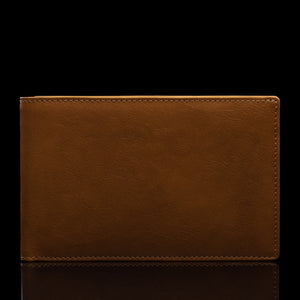 von baer slim leather passport holder travel rfid wallet tan front view