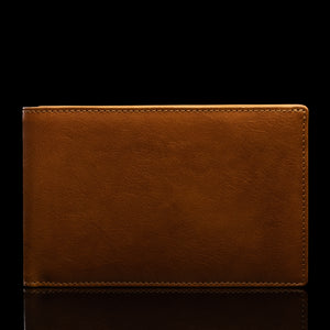 von baer slim leather passport holder travel rfid wallet tan front view