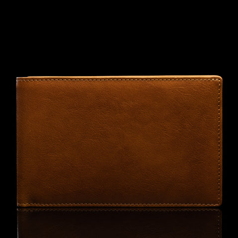 von baer slim leather passport holder travel rfid wallet tan front view