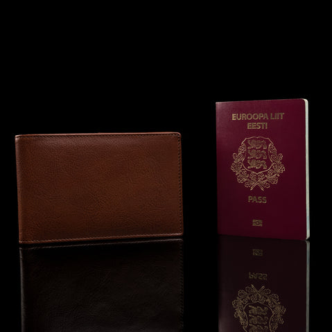 von baer slim personalized leather passport cover travel rfid wallet brown with estonian passport