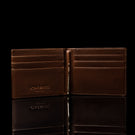 von baer small mens luxury leather money clip wallet inside view brown