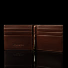 von baer small minimalist luxury leather money clip wallet inside view brown
