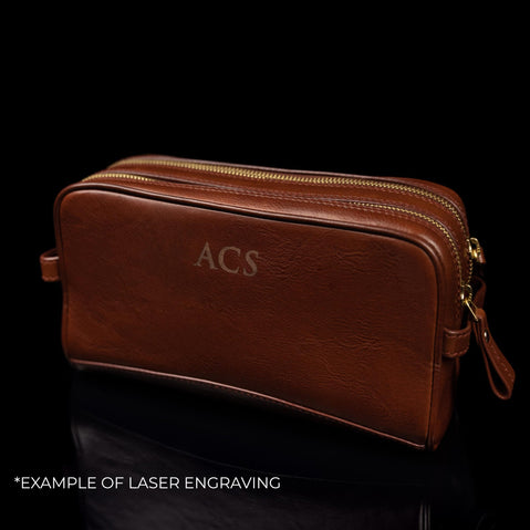 Von Baer Superior leather wash bag personalized with laser engraving ACS