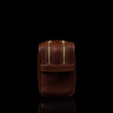 Von Baer superior luxury full grain leather wash bag in brown, showcasing the side view, designed for durability and style.