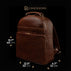 Von Baer Tallinn Liberty men's leather backpack for laptop in brown, showing dimensions